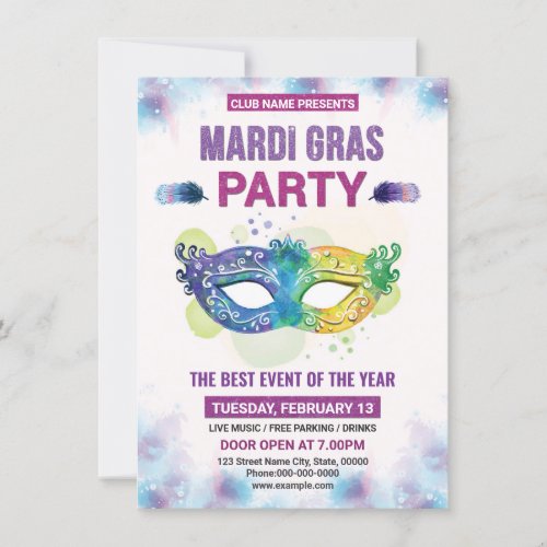 Mardi Gras Party Invitation