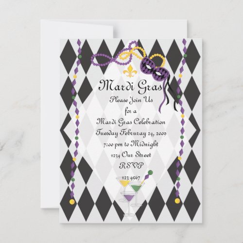Mardi Gras Party Personalized Announcement