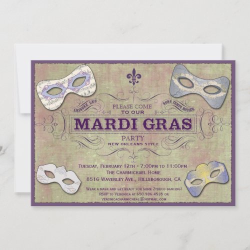 Mardi Gras Party Invitation