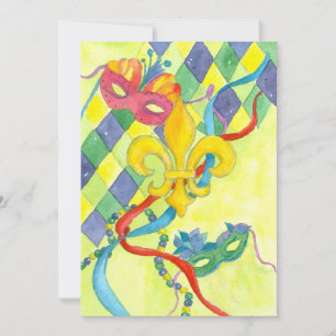 Mardi Gras Party Invitation Fleur De Lis Painting