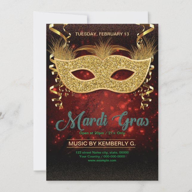 Mardi Gras Party Invitation Flyer (Front)