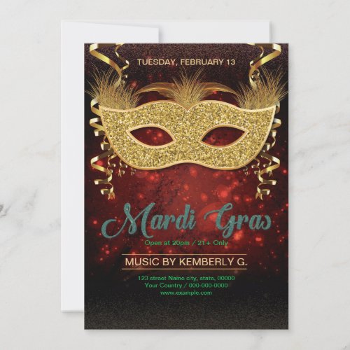 Mardi Gras Party Invitation Flyer