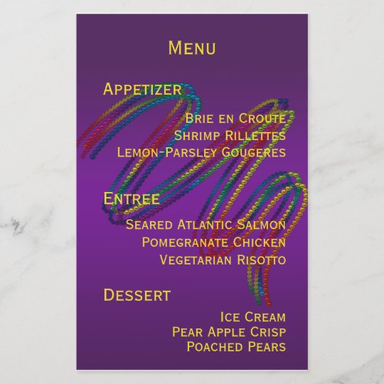 mardi gras party menu