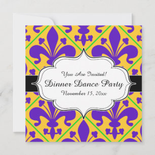 Mardi Gras Party New Orleans Fleur de Lis Invitation