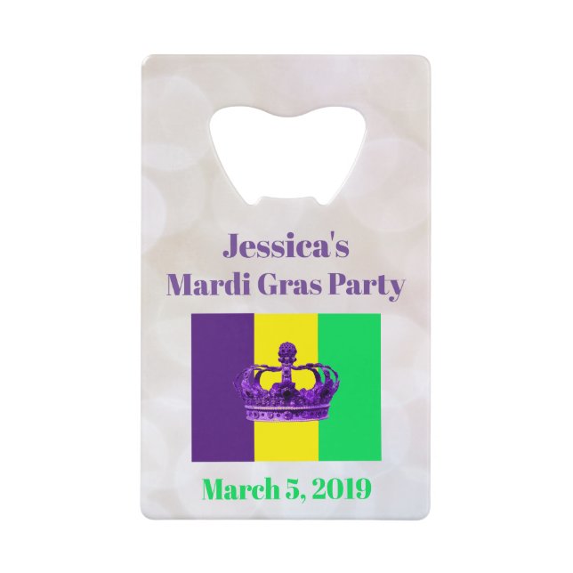 Mardi Gras Party New Orleans Nola Credit Card Bottle Opener (Front)