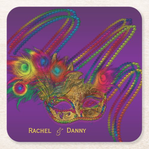 Mardi Gras Party Personalized Drink Coasters