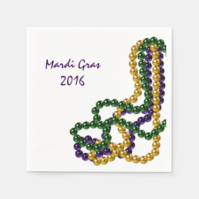 Mardi Gras Party Purple Gold and Green Paper Napkins (Front)