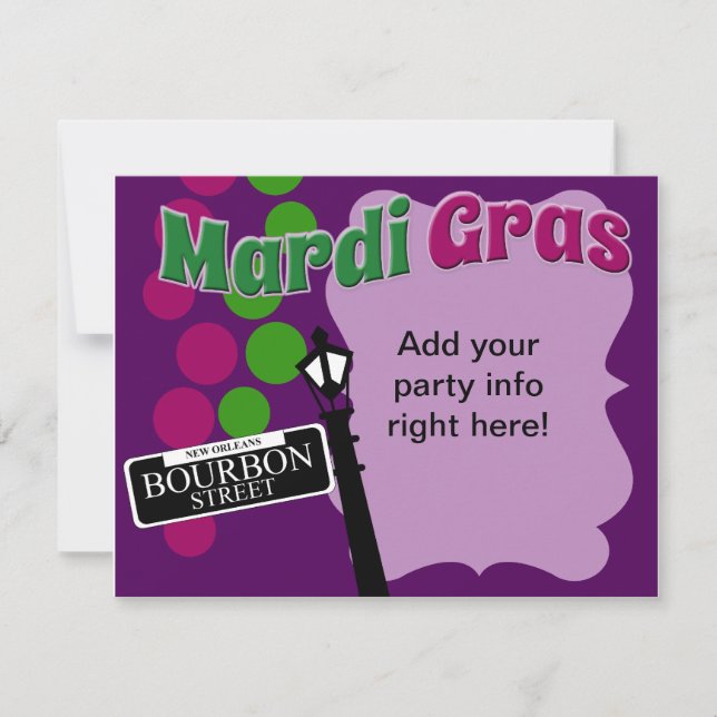 Mardi Gras Party Time Invitation (Front)
