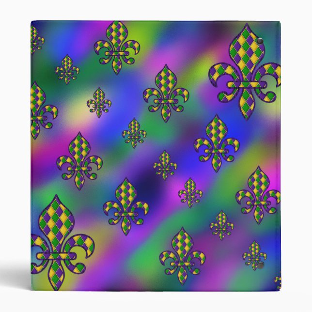 Mardi Gras Pattern 3 Ring Binder (Back)