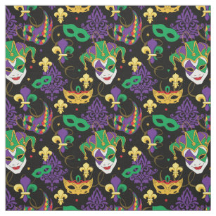 mardi gras fleur de lis - metallic fabric, gold fabric, mardi gras fabric -  metallic look Fabric bycharlottewinter