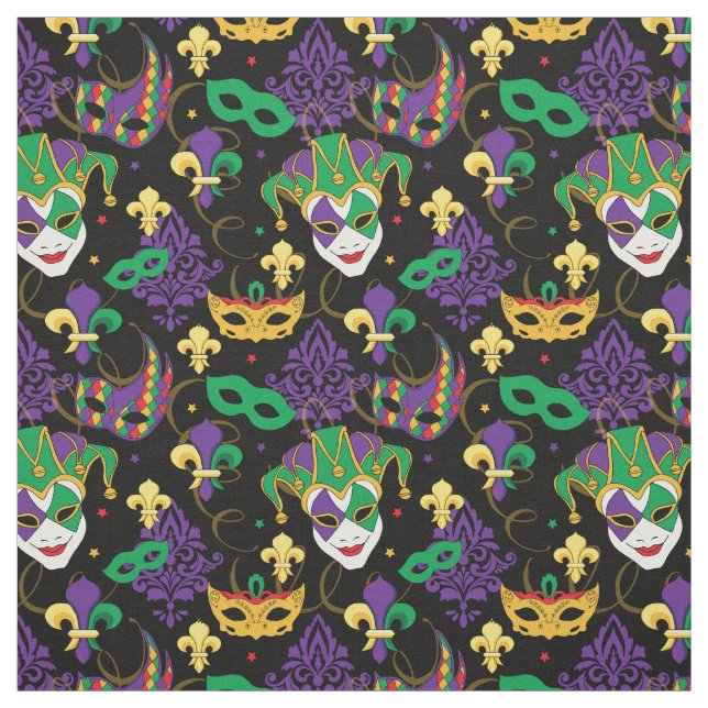 Mardi Gras Pattern Fabric (Swatch)