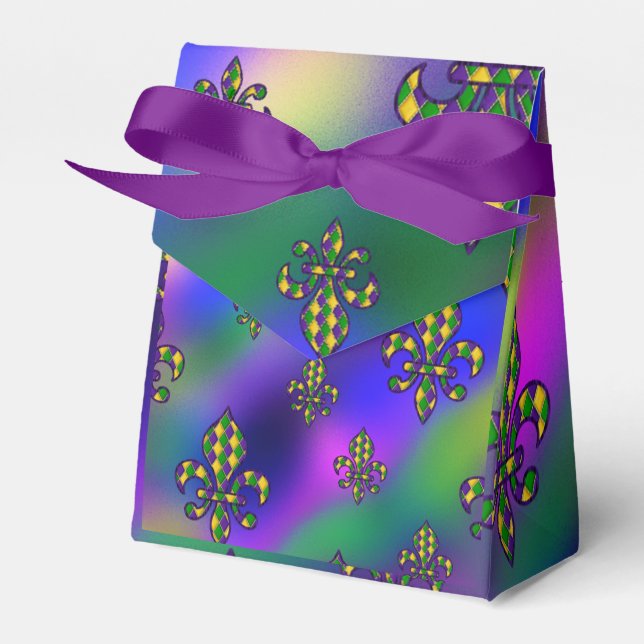 Mardi Gras Pattern Favor Boxes (Front Side)