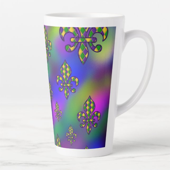 Mardi Gras Pattern Latte Mug (Right)