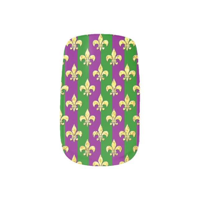 Mardi Gras Pattern Minx Nail Art (Left Thumb)