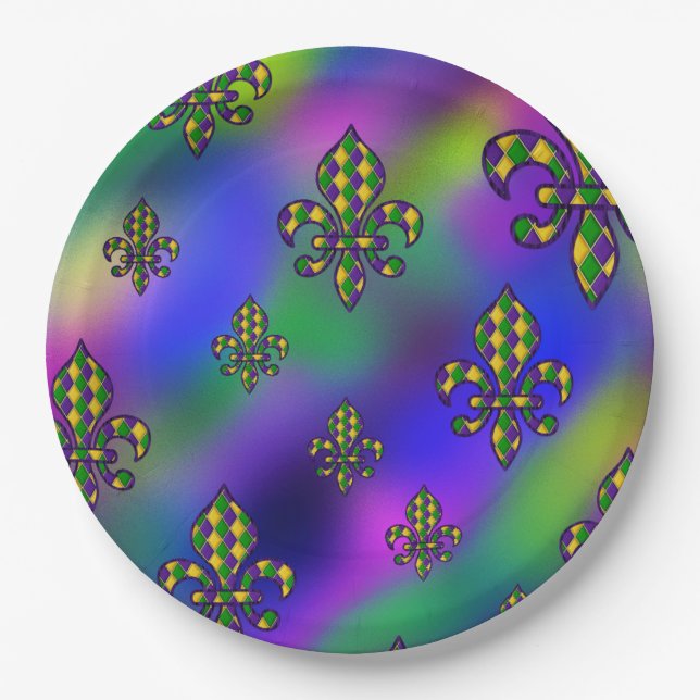 Mardi Gras Pattern Paper Plates (Front)