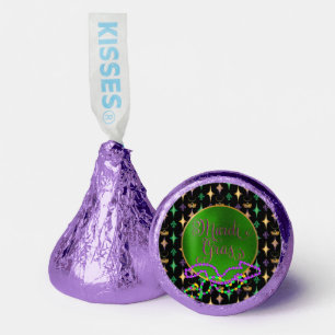 Mardi Gras Pattern with Beads on Black Hershey®'s Kisses®