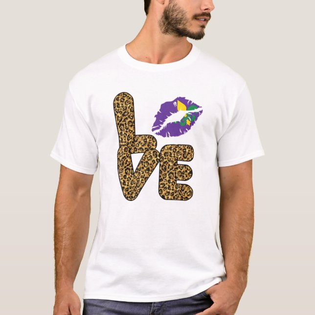Mardi Gras Peace Love Funny Mardi Gras Carnival De T-Shirt (Front)
