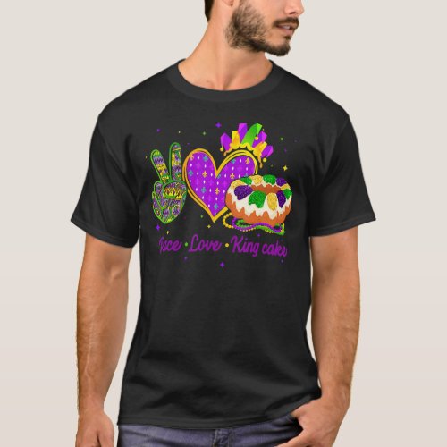 Mardi Gras Peace Love King Cake T_Shirt