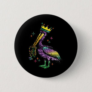 Mardi Gras Pelican Louisiana For Mens Womens Button