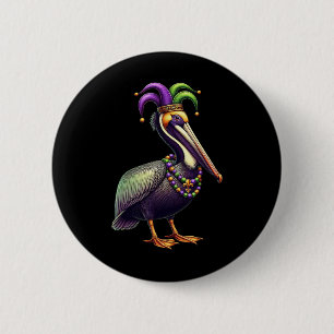Mardi Gras Pelican Louisiana Parade Animal Lover M Button