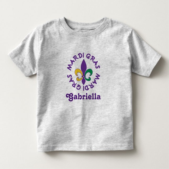 Mardi Gras Personalized Kids Toddler T-shirt Tee (Front)