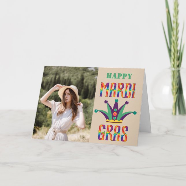 Mardi Gras Personalized Photo Card (Front)