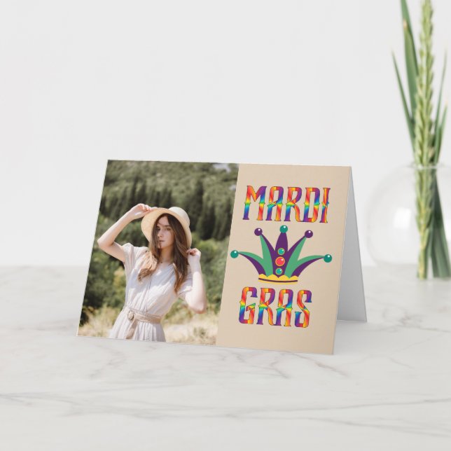 Mardi Gras Personalized Photo Card (Front)