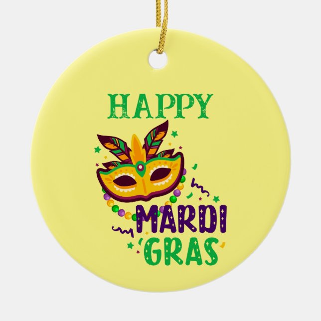 Mardi Gras Personalized Photo Ornament (Front)