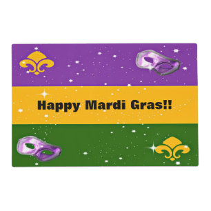 Mardi Gras Placemat w/mask and fleur de lis
