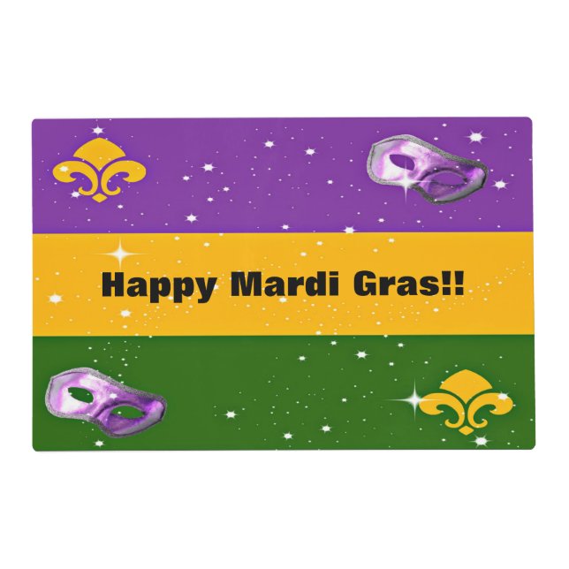 Mardi Gras Placemat w/mask and fleur de lis (Front)