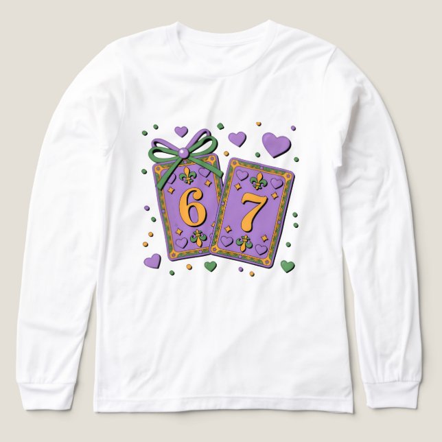Mardi Gras Playing Cards Six Seven Deck Tri-Blend Shirt (Design Front)