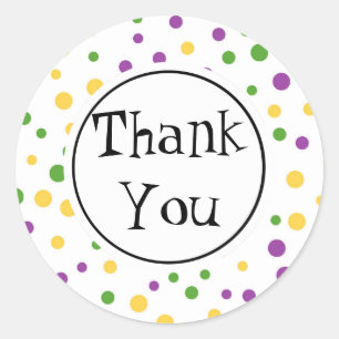 Mardi Gras Polka Dot Birthday Classic Round Sticker