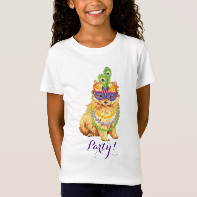 Mardi Gras Pomeranian T-Shirt (Front)