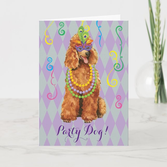 Mardi Gras Poodle Card (Front)