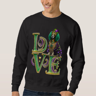 Mardi Gras Poodle Word LOVE Masquerade Sweatshirt
