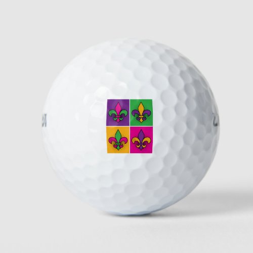 Mardi Gras Pop Art Fleur de Lis Golf Balls