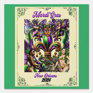 Mardi Gras Poster yard sign 2024