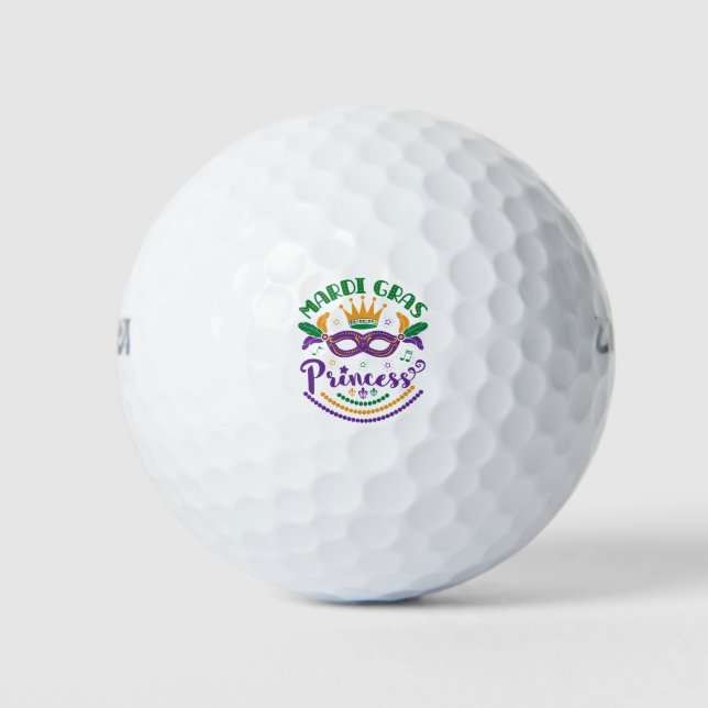 Mardi Gras Princess Cute Women Girls Carnival Golf Balls (Front)