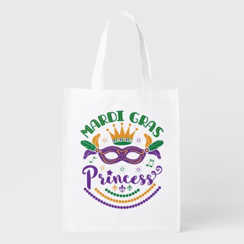 Mardi Gras Princess Cute Women Girls Carnival Grocery Bag