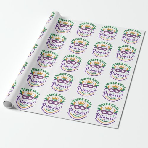 Mardi Gras Princess Cute Women Girls Carnival Wrapping Paper