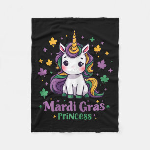 Mardi Gras Princess Unicorn Fat Tuesday Girls Kids Fleece Blanket
