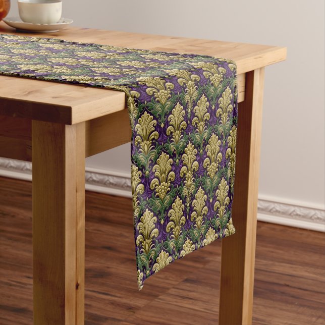 Mardi Gras Print Short Table Runner (In Situ)