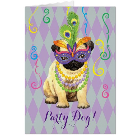 Mardi Gras Pug Cards (Front)