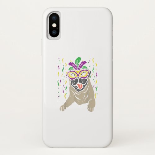 Mardi Gras Pug Cute Carnival Party Pet Dog Lover iPhone XS Case