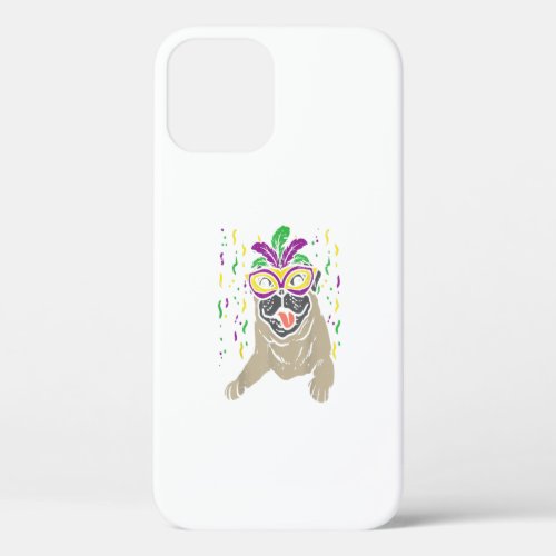 Mardi Gras Pug Cute Carnival Party Pet Dog Lover iPhone 12 Case