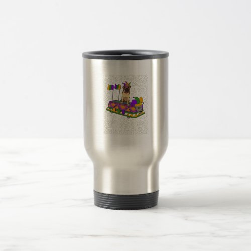 Mardi Gras Pug Dog Mom Dad Parade Costume Carnival Travel Mug