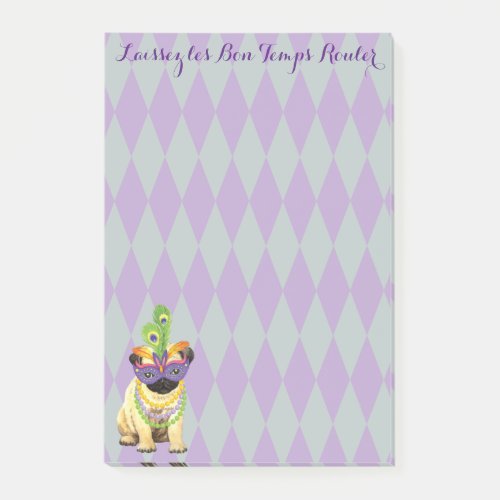 Mardi Gras Pug Post_it Notes