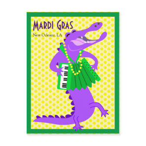 Mardi Gras Purple Alligator Postcard