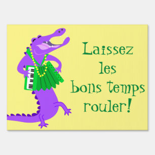 Mardi Gras Purple Alligator Sign