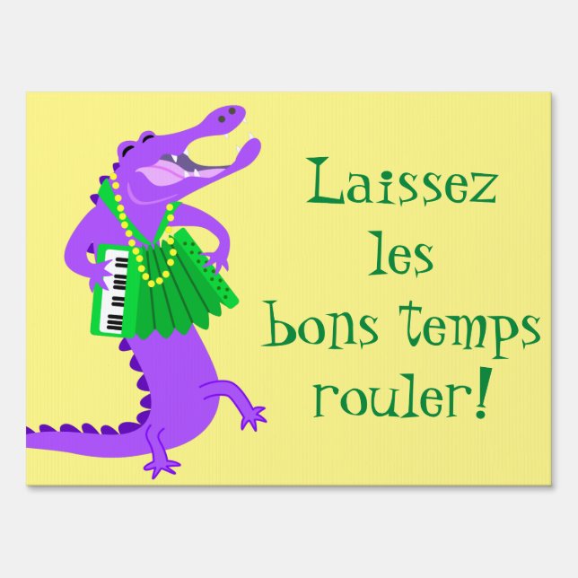 Mardi Gras Purple Alligator Sign (Front)